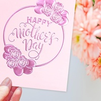 Cartes personnalisées en relief divers thèmes pour la fête des mères avec enveloppes et autocollants de sceau, support intérieur vierge, estampage à l'or