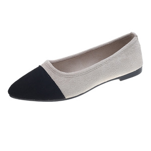 Foreign Trade Pointed Large Size Splicing Flat Women Spring and Autumn Ship Commuting Work Shallow Mouth Fashion Women's Si - Product Image 6