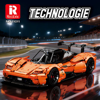 En stock : Reobrix 11011 MOC Voiture de sport technique GTR, blocs de construction, briques, modèle à assembler, jouets DIY, cadeau de Noël pour garçons