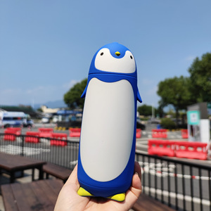 Botella de agua de vidrio de pingüino tonto de estudiante lindo de dibujos animados creativos de alta calidad aislamiento de doble capa tapa atornillada microondas - Product Image 6