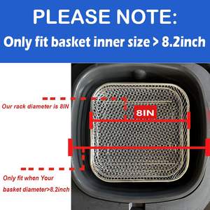 Rejilla cuadrada para <span class=keywords><strong>freidora</strong></span> de aire de 8 pulgadas, accesorios deshidratadores de 3 pilas para juegos de herramientas para barbacoa, acero inoxidable 304, fácil de limpiar - Product Image 2