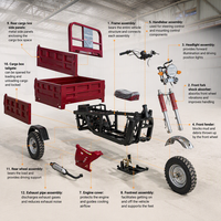 Tricycle motorisé à essence 200cc, démarrage électrique, capacité de charge 400kg, avec auvent, idéal pour le transport agricole - Nouveauté 2026, Vente Flash