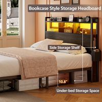 Lit Métal LED Moderne Grande Taille King & Queen avec Plateforme en Bois, Rangement & Tiroirs pour Chambres, Hôtels, Appartements & Villas