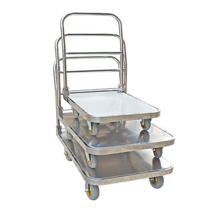 Stainless Steel Cart Warehouse Low Noise Wheel Flat <b>Trolley</b> Handling <b>Trolley</b> Luggage Folding Handling <b>Tool</b> Car - Product Image 5