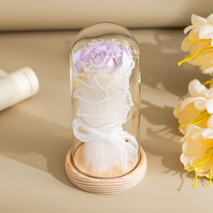 Fleur de savon avec lampe smoothie rose, couvercle en verre, décoration de bureau haut de gamme, cadeau pour la fête des amoureux Tanabata - Product Image 1