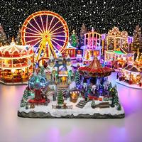 Manège de Noël en résine de haute qualité OEM, décorations de Noël pour la maison, manège mobile de fête foraine, décorations de Noël musicales