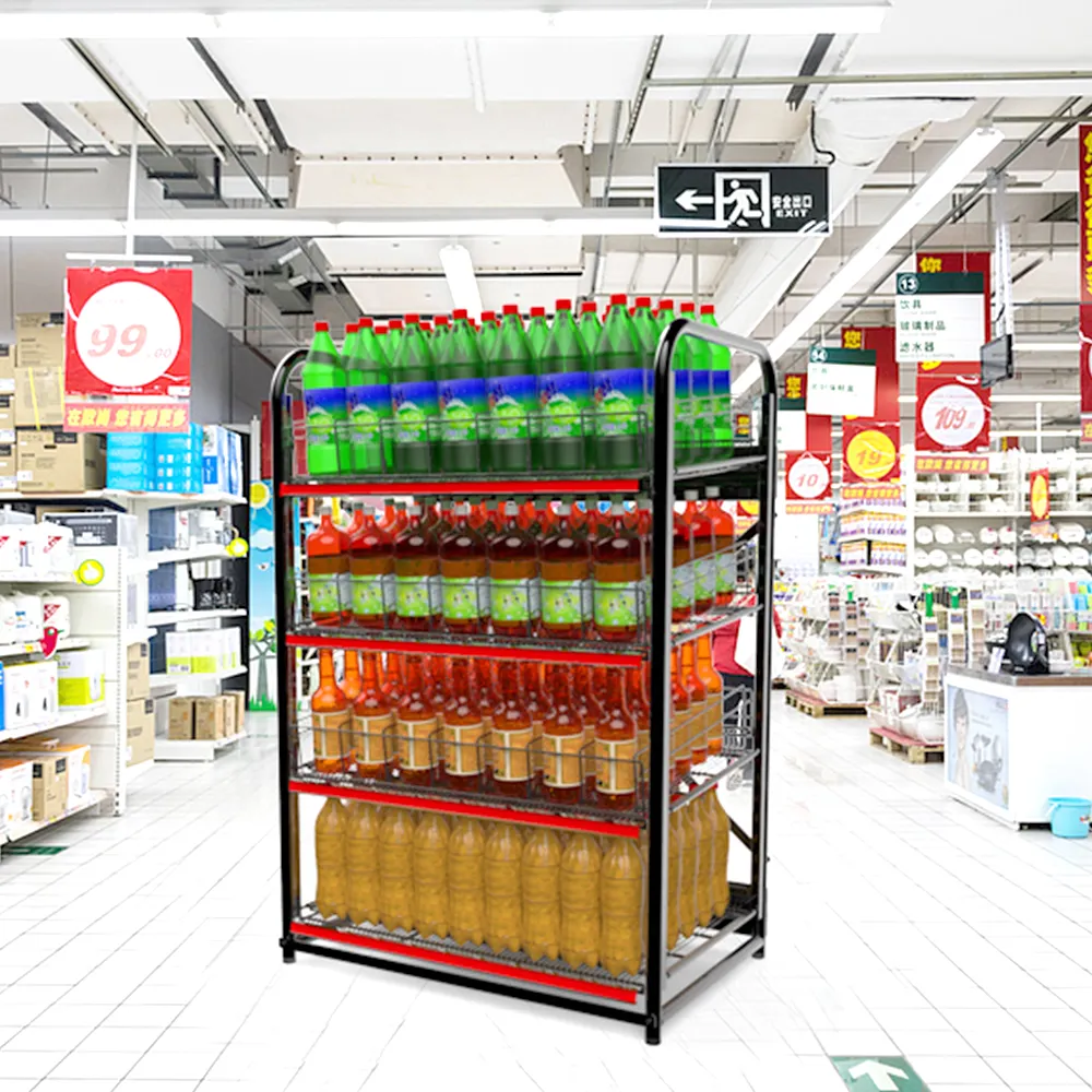 슈퍼마켓의 청량 음료 진열대 용 금속 및 금속 음료수 병 진열대