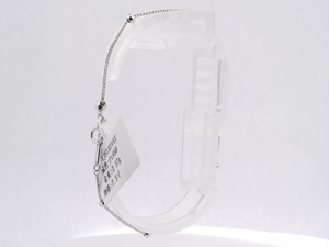 Understated Gloss White Pt950 Mini Wristlet Smooth Single Links Daily Unisex Delicate <b>Stack</b> Platinum Wrist Trinket Gift - Product Image 5