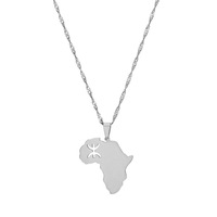 Nouveauté Collier en acier inoxydable plaqué or Carte de l'Afrique Pendentif Carte du Maroc Colliers pour femmes et hommes