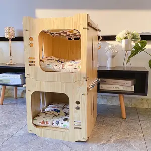 Özel Modern kapalı köpek kedi mobilya ev el yapımı taşıyıcıları küçük hayvan dolabı evler Pet kafesleri