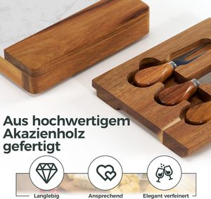 Tabla de Quesos y Charcuterí<span class=keywords><strong>a</strong></span> de Madera de Acacia y Mármol, Elegante Bandeja de Madera con Juego de Cuchillos para Regalo de Inauguración o Festivo - Product Image 3