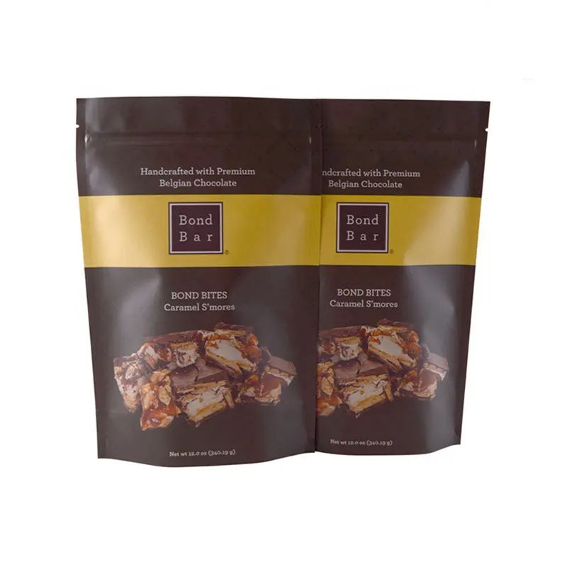 Özelleştirilmiş popüler çevre dostu çikolata aperatifler ayakta fermuarlı çanta için peynir altı suyu Protein tozu ambalaj çanta