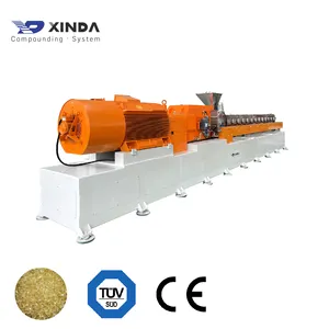 co rotating parallel twin screw compounding extruder with pelletizer making machine plastic granulation producrtion line