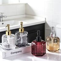 Flacon pulvérisateur de savon liquide en verre coloré de haute qualité 320 ml, vide, luxueux, mat, hexagonal avec pompe, sérigraphie, pour salle de bain