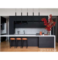 Meuble de cuisine moderne de couleur noire décorative vintage Dorene 2026, dernier modèle de conception de meubles de cuisine pour maison mobile