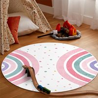 Tapis ronds colorés à pois arc-en-ciel pour enfants, tapis circulaire pour salle de classe et salle de jeux