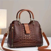 Sac à bandoulière pour femmes de grande capacité avec décoration crocodile, sac à main de haute qualité pour femmes