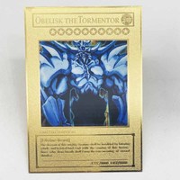 3 ägyptischer Gott yu gi oh Custom Edelstahl Metall Englisch Limited YUGIOH CARD Gold Full Golden TRADING CARD SPIELE