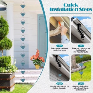 Cadena de Lluvia Decorativa de Hierro Forjado en Forma de Tulipán, Tratamiento Antioxidante, Venta Caliente - Product Image 4