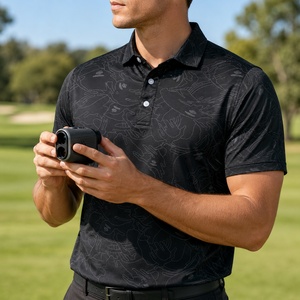 Men's <b>Black</b> Golf <b>Polo</b> Shirt Short Sleeve Camo Print Quick Dry Breathable Stretch Sportswear Outdoor Casual Golf Wear Ready - Product Image 3