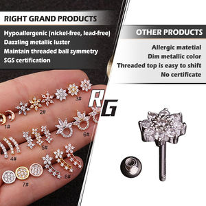 <span class=keywords><strong>Orecchini</strong></span> a Perno <span class=keywords><strong>Helix</strong></span> per Cartilagine in Acciaio Inossidabile Placcato <span class=keywords><strong>Oro</strong></span> 18K con Zirconia Cubica - Product Image 3