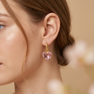 Women's Jewelry Briolette Cut Hydro <b>Quartz</b> Minimalist Hoops Brass 18k Gold Plated Designer <b>Heart</b> Gemstone Bezel Hoop Earrings - Product Image 3