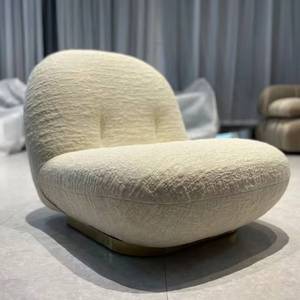 Sillón de Diseño Italiano, Giratorio, Eléctrico, de Ocio, con Tela Bouclé Blanca, Diseño Moderno, Patas de Madera Maciza, Muebles para Sala de Estar, Hogar - Product Image 3