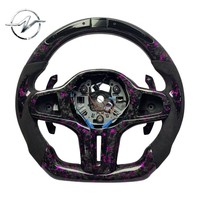 Volant sport personnalisé YZ Brand à 3 branches de 35 mm en cuir et fibre de carbone, couleurs de surpiqûres/liserés personnalisées pour G80 G20 G30