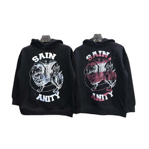 Nouvel arrivage de sweat à capuche Saints Vanity poids lourd 100% coton imprimé personnalisé surdimensionné larmes Streetwear manches courtes pour hommes sweats à capuche - Product Image 1