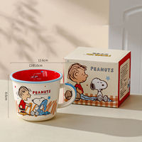 Ensemble de tasses à lait en céramique Snoopys Cartoon, tasse à café et à lait pour couple avec échelle graduée pour le bureau et la maison