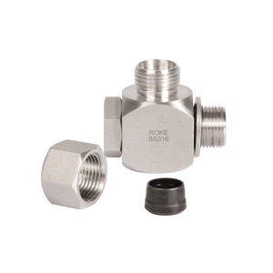 Raccord de tuyauterie en acier inoxydable ROKE SS316 à angle droit articulé DIN2353, connecteur hydraulique - Product Image 5