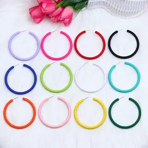 Fashion colorful hoop Retro acrylic earrings designs for jewelry shop Wholesale N231202