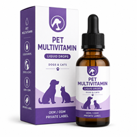 Gouttes liquides multivitaminées pour animaux de compagnie, marque privée OEM ODM, complément multivitaminé pour chiens et chats, formule et emballage personnalisés