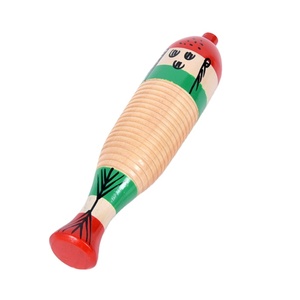 Ensemble de percussions Orff professionnel : Guiro grenouille et poisson en bois |   Grattoir à main et bloc de bois pour la musique - Product Image 6
