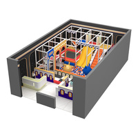 Parc de trampolines commercial pour écoles, aire de jeux intérieure, zone de saut, terrain de dodgeball, mur d'escalade, matériau PVC/PE, divertissement pour jeunes