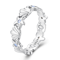 925 argent Sterling opale étoile de mer et coquille bague plaqué platine bague pour femmes à la mode bijoux fins cadeaux de mariage BSR430