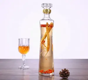 Beyaz şarap şişesi 500ml cam şeffaf yaratıcı kabarcık şişe toka kap ginseng cam şişe ahşap kutu