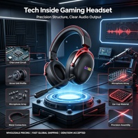 Casque de jeu sans fil OEM ODM avec annulation active du bruit, son surround 7.1, design supra-auriculaire en cuir et métal