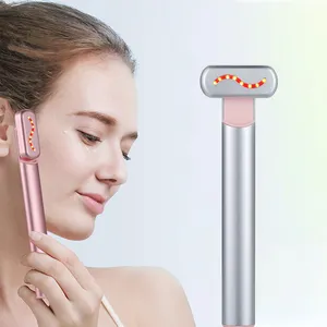 4 In 1 Facial Skincare Tool Red LED Light Therapy Device EMS Microcurrent Face Neck Massage Anti-Aging Eye Face Beauty Wand