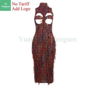 Nouvelles femmes sans manches creux robe mince <span class=keywords><strong>dos</strong></span> <span class=keywords><strong>nu</strong></span> robe mi-longue dames - Product Image 1