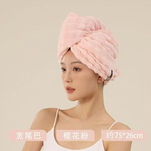 Gorro de secado de cabello de terciopelo coral, turbante de secado rápido con banda elástica para cabello largo - Product Image 3