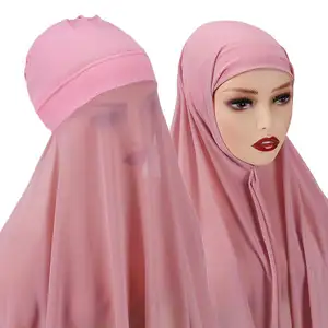 Wholesale Hijab Supplier Solid Plain Shawls Muslim Women Scarf Set Headscarf Color Chiffon Hijab