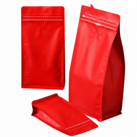 Sacs à café avec valve (50 pièces, 16 oz/1 lb) noirs, en aluminium haute barrière, à fond plat, pour le stockage de grains de café vides