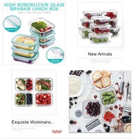 Récipients alimentaires en verre de haute qualité Boîte à lunch Récipients alimentaires carrés multifonctions Récipients alimentaires en verre avec couvercles hermétiques