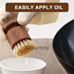 Cepillo de cerdas de jabalí con logotipo personalizado, cepillo de madera para mantenimiento, lavador de cerdas, juego de cepillos para lavar platos de cocina con soporte para cepillos - Product Image 5