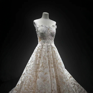 For NT49 Modern Long Lace-Up Crystal Embroidery <b>Boho</b> Sweetheart Sleeveless Lace Appliqued Flower <b>Wedding</b> <b>Dresses</b> - Product Image 5