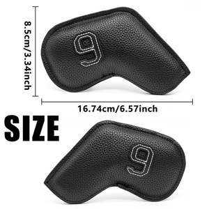 Échantillon Gratuit - Nouvelle Collection : Housses de Protection pour Têtes de Fer de Golf en Cuir PU Noir (11 pièces/ensemble) - Vente Flash - Product Image 6