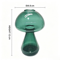Vase en verre épais fait main de 2-2,5 mm en forme de champignon, décoration moderne pour la maison, vase à fleurs en verre vert transparent