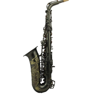 Saxophone alto professionnel en Mi bémol noir mat, gravures manuelles Dragon, coussinets italiens <span class=keywords><strong>Pisoni</strong></span>, avec étui rigide - Product Image 2