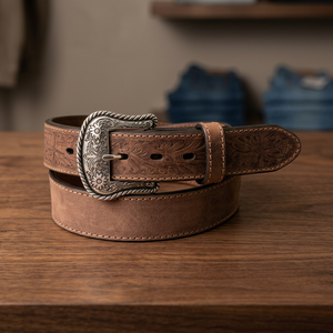 Cinturón Vaquero de Cuero Vacuno Marrón Claro Marca Yours para Uso Casual - Product Image 3